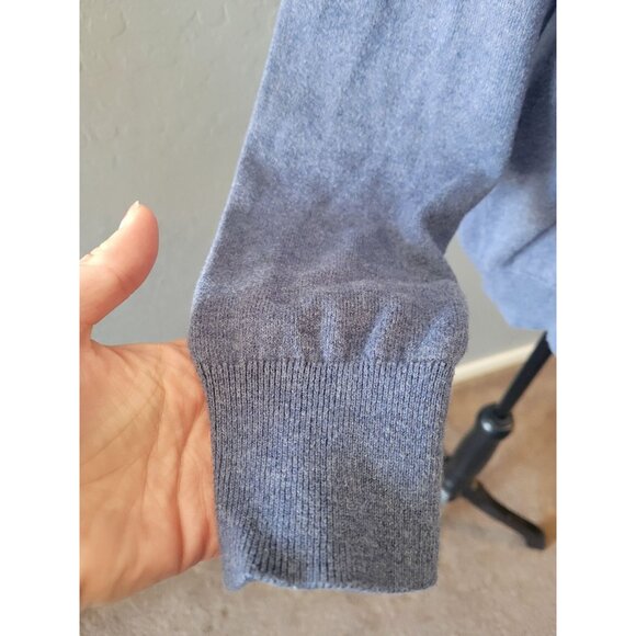 J Crew Blue Cashmere Crew Neck Long Sleeve Sweater Size L Preppy Office Wear - Picture 4 of 9